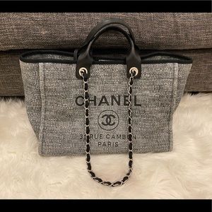 Chanel tweed shopping bag